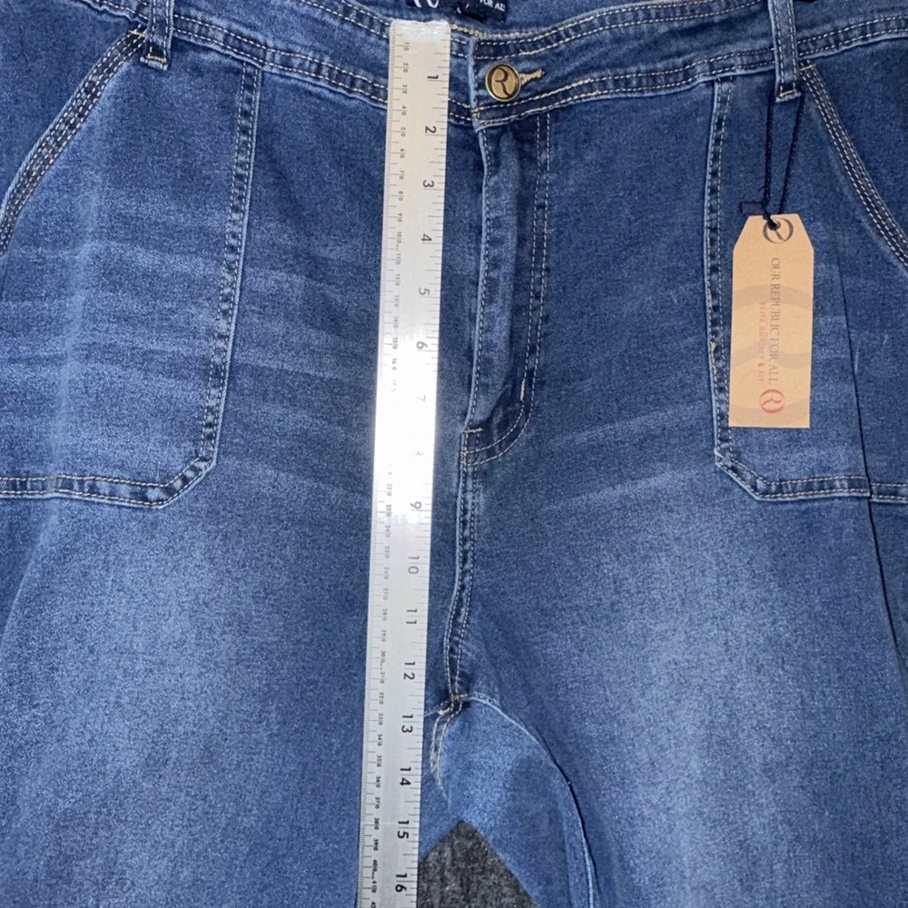 Our Republic For All‎ Womens 22W Mid Rise Trouser Jeans Wide Leg Blue Denim NWT